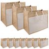 vidaXL Jute Handbags with Pocket 10 Natural and White 42 x 33 x 19 cm