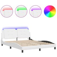 vidaXL Bed Frame with LED Lights White 160x200 cm Faux Leather