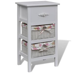vidaXL Cabinet with 1 Drawer and 2 Baskets White Paulownia Wood