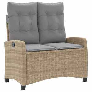 vidaXL Reclining Garden Bench with Cushions Beige Poly Rattan