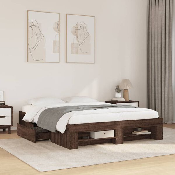 vidaXL Bed Frame without Mattress Brown Oak 160x200 cm Engineered Wood