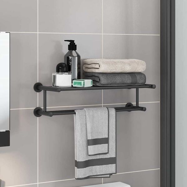 vidaXL Towel Rack Black 61 x 23 x 17 cm Stainless steel