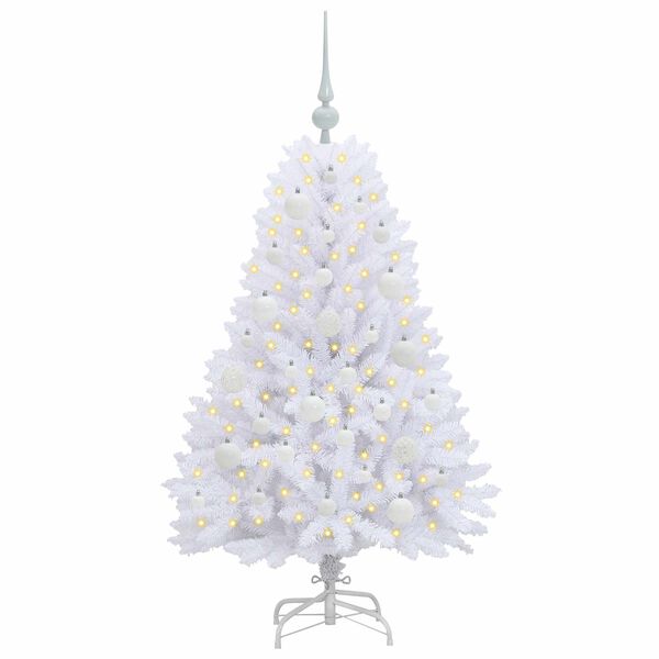 vidaXL Artificial Hinged Christmas Tree White 120 cm PVC and Steel