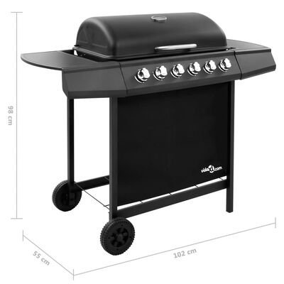 vidaXL Gas BBQ Grill with 6 Burners Black (FR/BE/IT/UK/NL only)