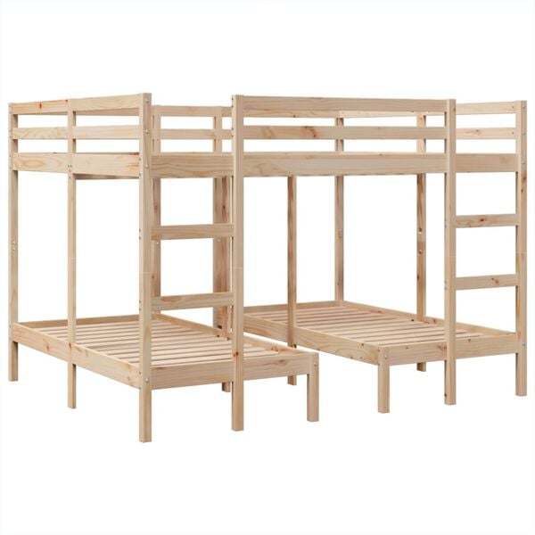 vidaXL Triple Bunk Bed Frame 160x200/80x160 cm Solid Wood Pine
