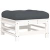 vidaXL Garden Footstools with Cushions 2pcs White Solid Wood Pine