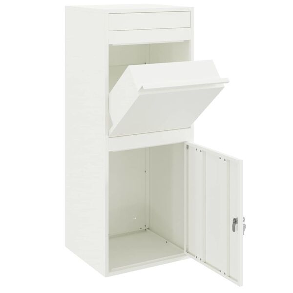 vidaXL Parcel Drop Box with Storage White 41 x 38 x 103 cm Steel