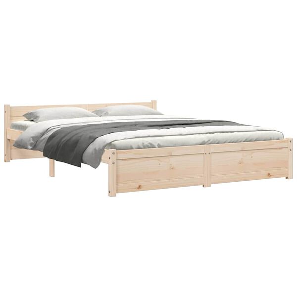 vidaXL Bed Frame without Mattress Solid Wood 150x200 cm King Size King Size