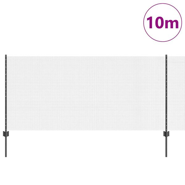 vidaXL Fence with Post Grey 1 x 10 m Steel