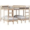 vidaXL Triple Bunk Bed Frame 160x200/80x160 cm Solid Wood Pine