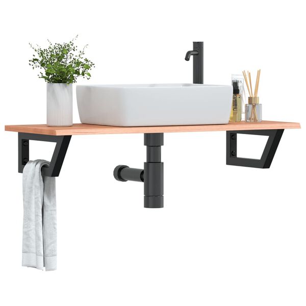 vidaXL Basin Shelf Wall Mounted Steel and Solid Wood Oak