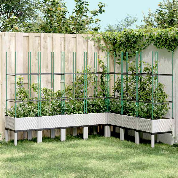 vidaXL Garden Planter with Trellis White 200x160x142.5 cm PP