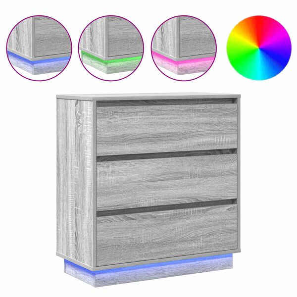 vidaXL Bedside Cabinet Grey 71 x 34.5 x 75 cm Engineered wood