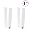 vidaXL Coffee Table Legs V-Shape 2 pcs White 28x(42-43.3) cm Steel