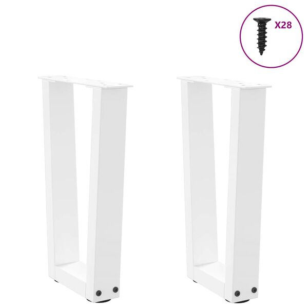 vidaXL Coffee Table Legs V-Shape 2 pcs White 28x(42-43.3) cm Steel