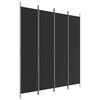 vidaXL 4-Panel Room Divider Black 200x220 cm Fabric