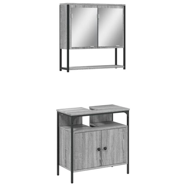 vidaXL 2 Piece Bathroom Furniture Set Grey Sonoma Engineered Wood