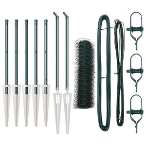 vidaXL Hexagonal Fence with Post 10 x 0.5 m PVC-Coated Steel Green