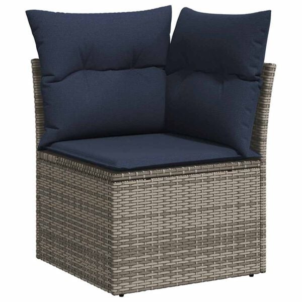 vidaXL 7 Piece Garden Sofa Set with Cushions Grey Poly Rattan Acacia