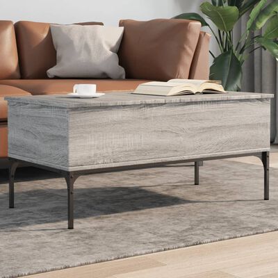 vidaXL Coffee Table Grey Sonoma 100x50x45 cm Engineered Wood and Metal