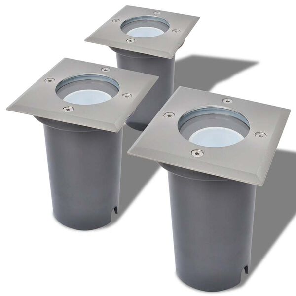 vidaXL Outdoor LED Ground Lights 3 pcs Square