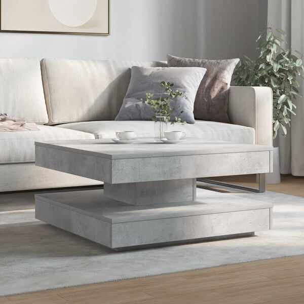 vidaXL Coffee Table 360-Degree Rotatable Concrete Grey 70x70x34.5 cm