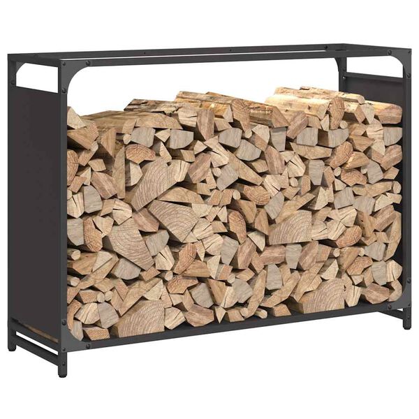 vidaXL Firewood Rack Black 90x28x65 cm Cold-rolled steel