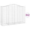 vidaXL Arched Gabion Baskets 12 pcs 200x50x140/160 cm Galvanised Iron