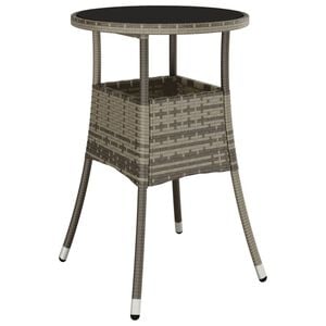vidaXL Garden Table &Oslash;60x75 cm Tempered Glass and Poly Rattan Grey