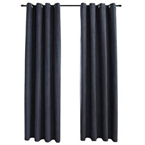 vidaXL Blackout Curtains with Metal Rings 2 pcs Anthracite 140x175 cm
