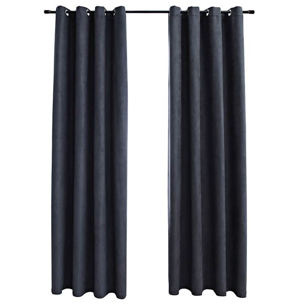 vidaXL Blackout Curtains with Metal Rings 2 pcs Anthracite 140x175 cm