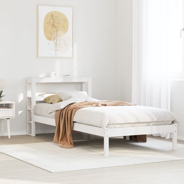 vidaXL Bed Frame without Mattress White 90x190 cm Single Solid Wood Pine