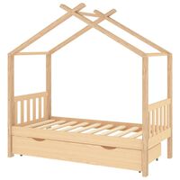 vidaXL Kids Bed Frame with a Drawer Solid Pine Wood 80x160 cm
