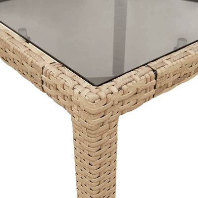 vidaXL Garden Table with Glass Top Beige 190x90x75 cm Poly Rattan