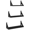 vidaXL 3 Piece Wall Shelf Set Black Engineered Wood
