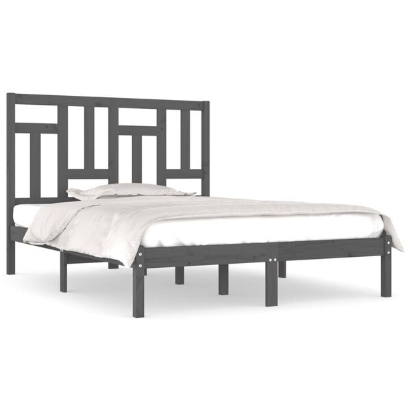 vidaXL Bed Frame without Mattress Grey 200x200 cm Solid Wood Pine