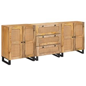 vidaXL Sideboard 3 pcs Brown 180 x 33 x 75 cm Solid Mango Wood