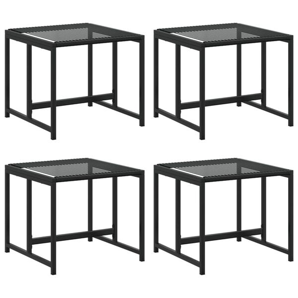 vidaXL Garden Stools 4 pcs Black Poly Rattan