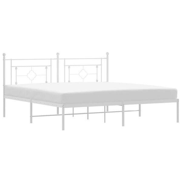 vidaXL Metal Bed Frame without Mattress with Headboard White 180x200cm