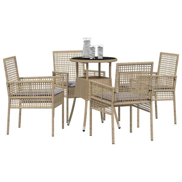vidaXL Garden Dining Set 5 pcs Beige Poly rattan