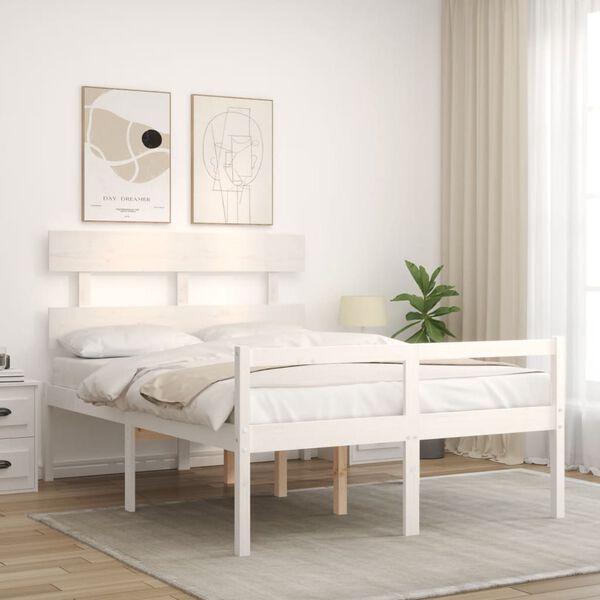 vidaXL Senior Bed without Mattress White 120x200 cm Solid Wood