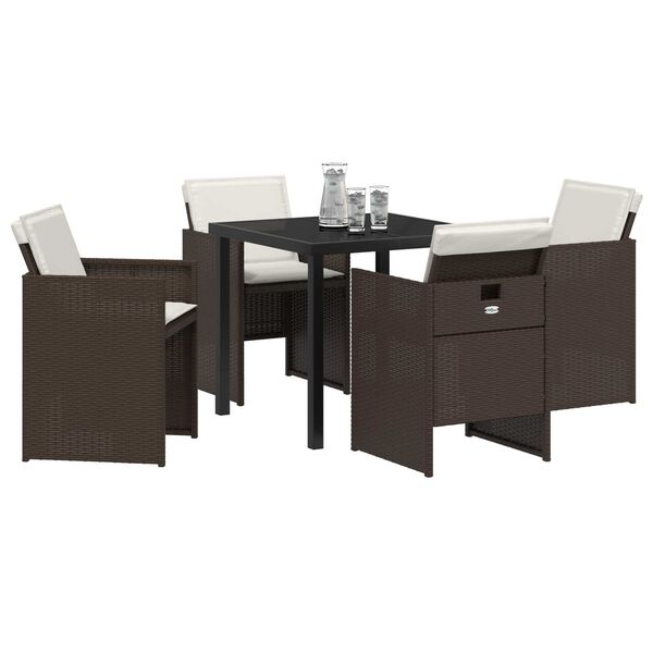 vidaXL Garden Dining Set 5 pcs Brown Poly Rattan
