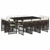 vidaXL 11 Piece Garden Dining Set with Cushions Brown Poly Rattan