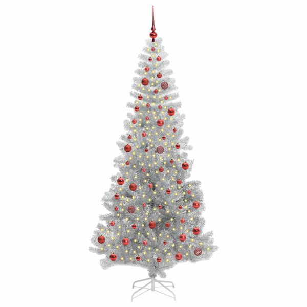 vidaXL Christmas Tree with 300 LEDs with Stand Silver 210 cm PET