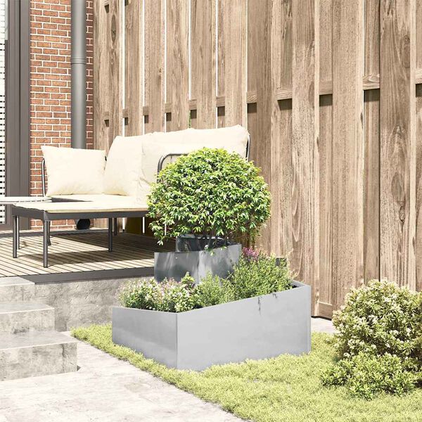 vidaXL Garden Planter Silver 60 x 60 x 50 cm Stainless Steel