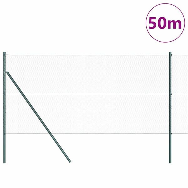 vidaXL Fence Post Green 50 x 1.4 m (13 mm mesh) Steel and PVC
