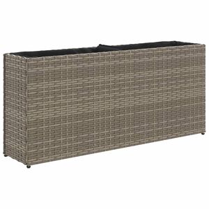 vidaXL Garden Planter with 2 Pots Grey 90x20x40 cm Poly Rattan