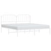 vidaXL Metal Bed Frame without Mattress with Headboard White 200x200cm