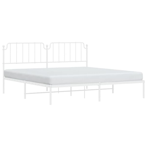 vidaXL Metal Bed Frame without Mattress with Headboard White 200x200cm