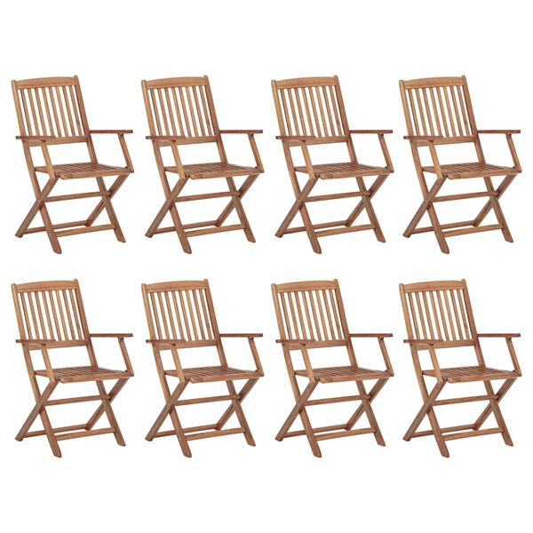 vidaXL Folding Outdoor Chairs 8 pcs Solid Acacia Wood